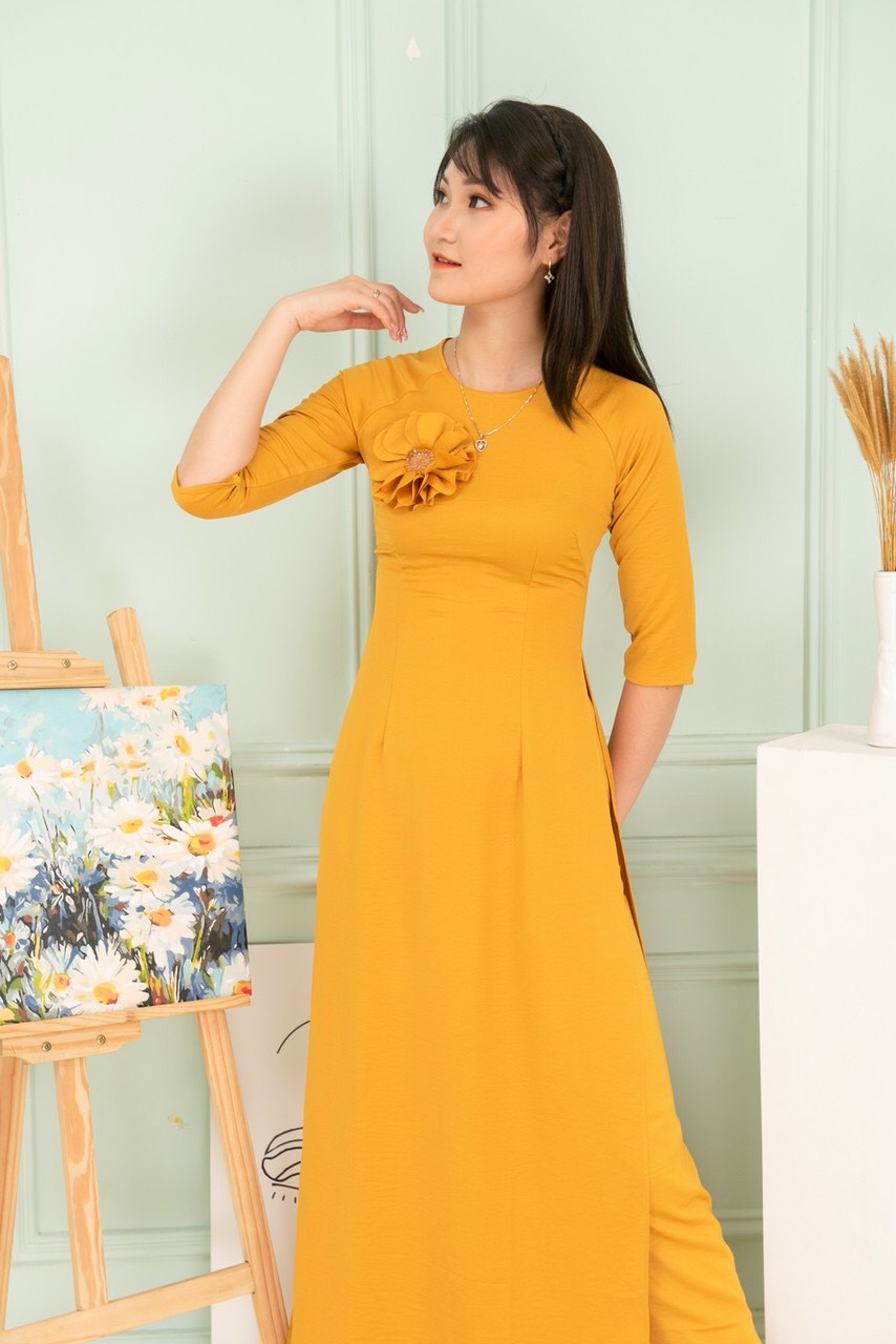 Set Áo Dài Lụa Tây Thi Kèm Hoa - AL39